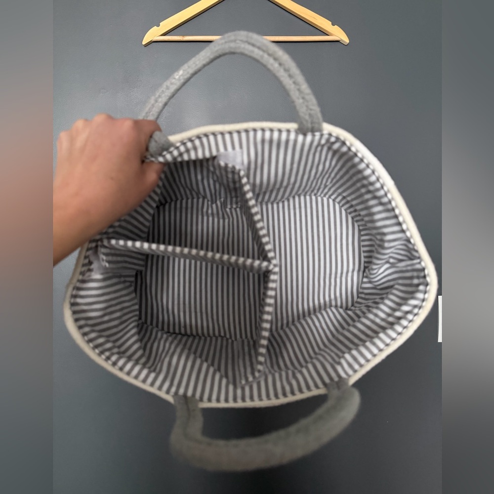 BodiCal Gray and White Woven Cotton Convertible Shower / Baby / Storage Basket - Picture 4 of 14